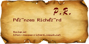 Pénzes Richárd névjegykártya